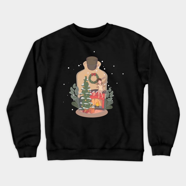 Fairy Christmas Bottle Crewneck Sweatshirt by Gernatatiti